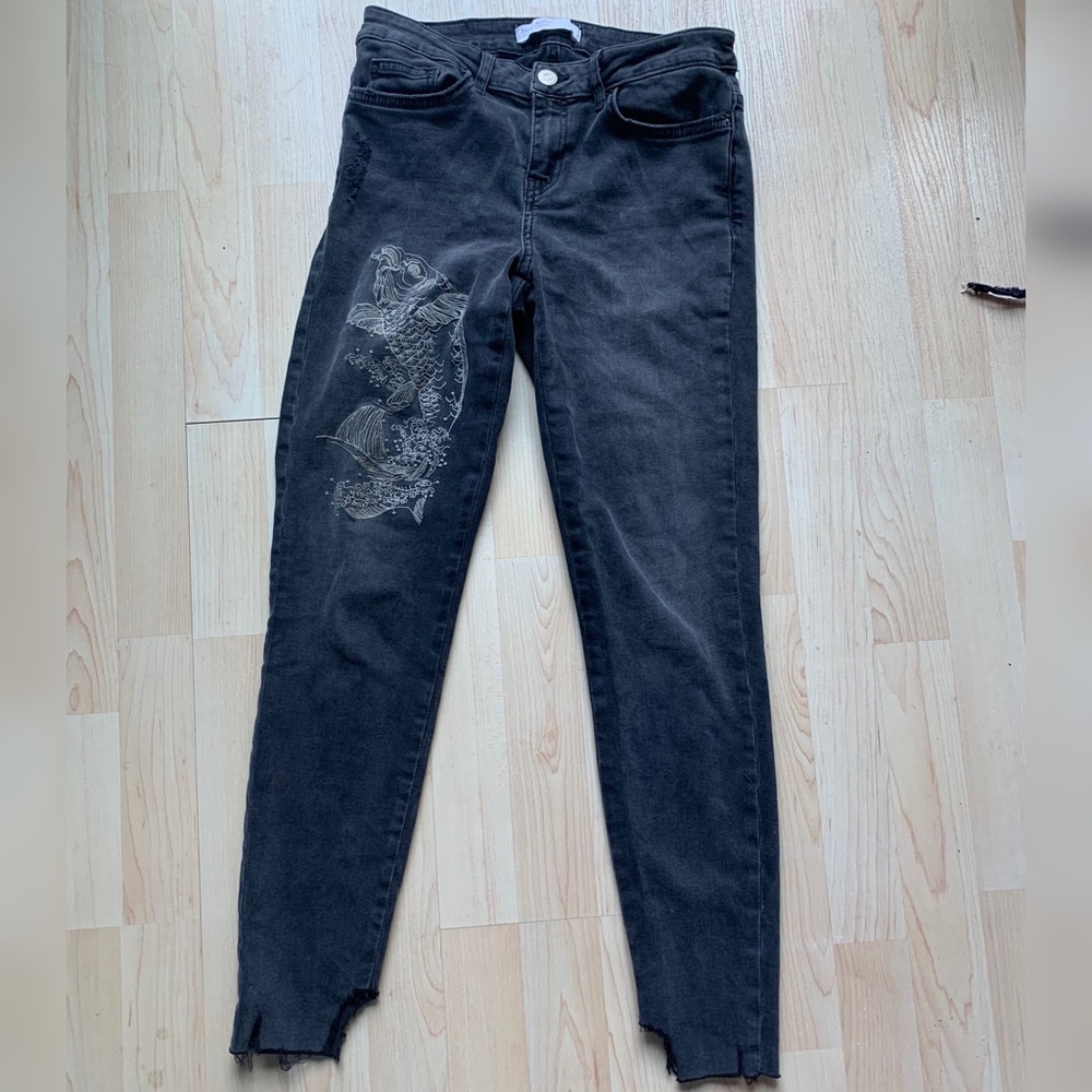 Zara Embroidered Koi Fish Jeans
